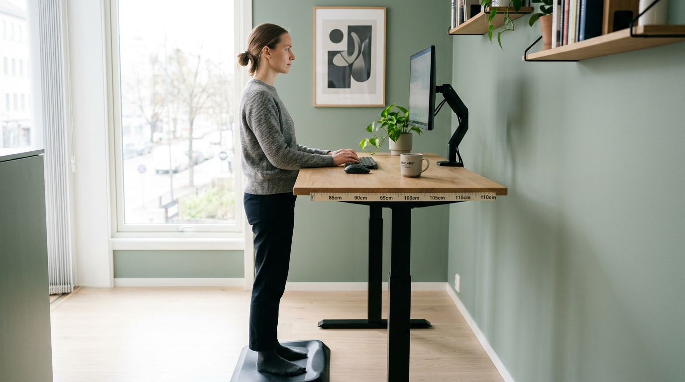 Schreibtischhöhe richtig einstellen: Optimale Höhe für Sitzen & Stehen (Tabelle nach Körpergröße)