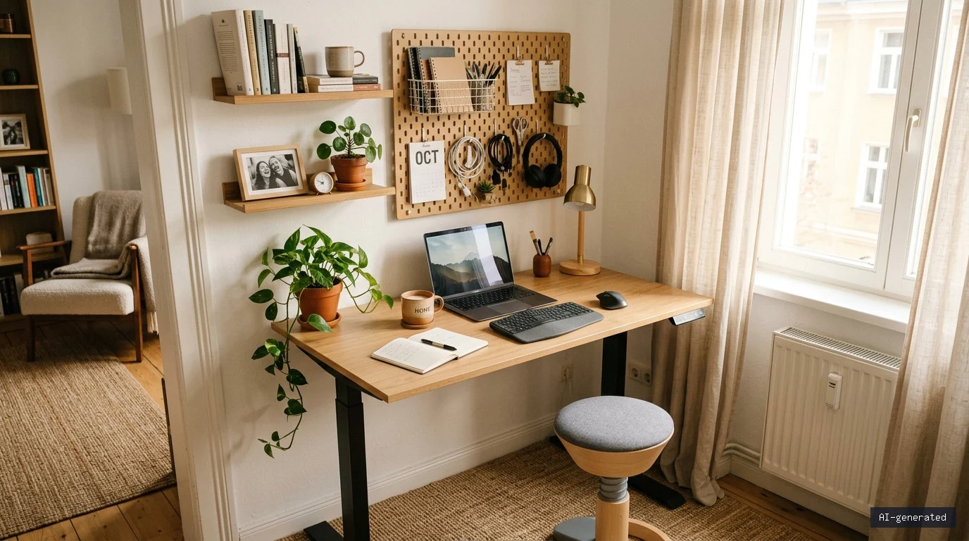Themenillustration: Kleines Homeoffice einrichten: Platz und Arbeitsfläche planen