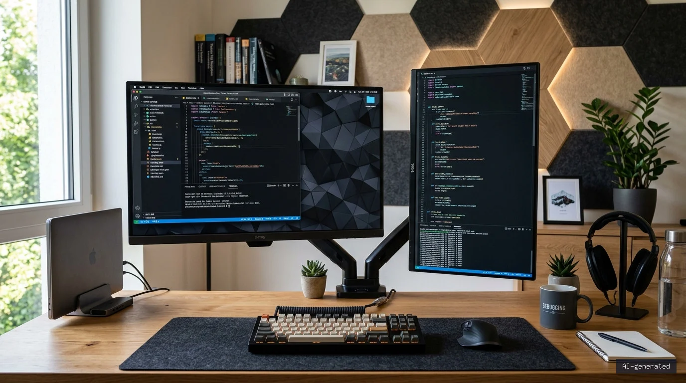 Themenillustration: Developer Desk Setup: Arbeitsplatz nach Aufgaben planen